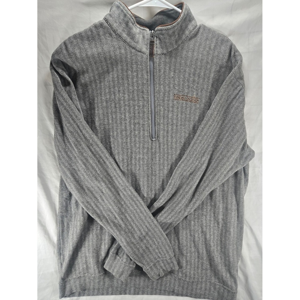 Straight Down Men's Dark Grey Quarter-Zip Waffle-Knit Pullover